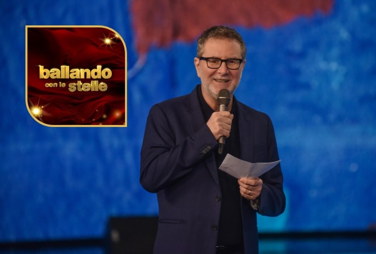 Fabio Fazio e logo Ballando con le Stelle
