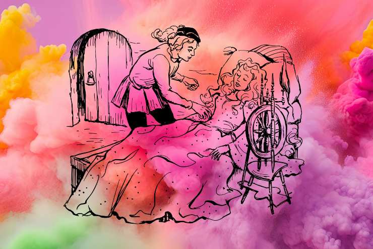 Sfondo colorato e grafica di una fiaba