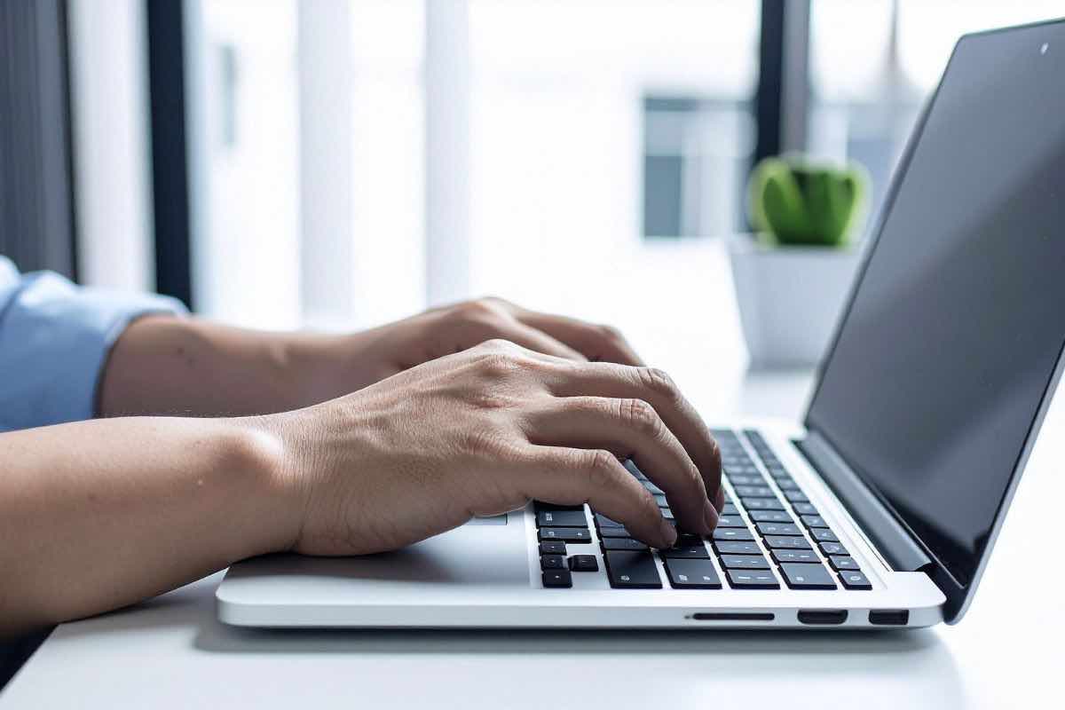 Persona che digita sulla tastiera di un pc